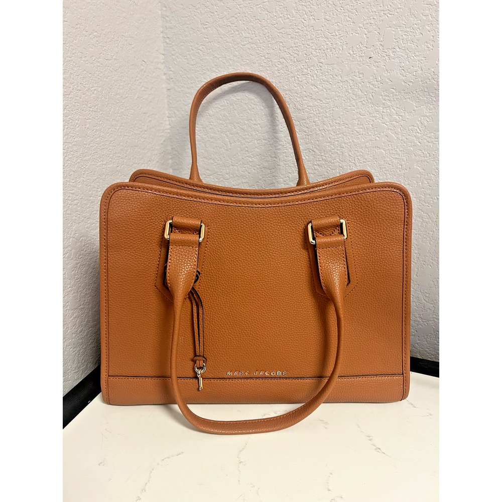 Marc Jacobs Pebbeled Leather Tote Bag with Two Top Handles, Whisky / Tan